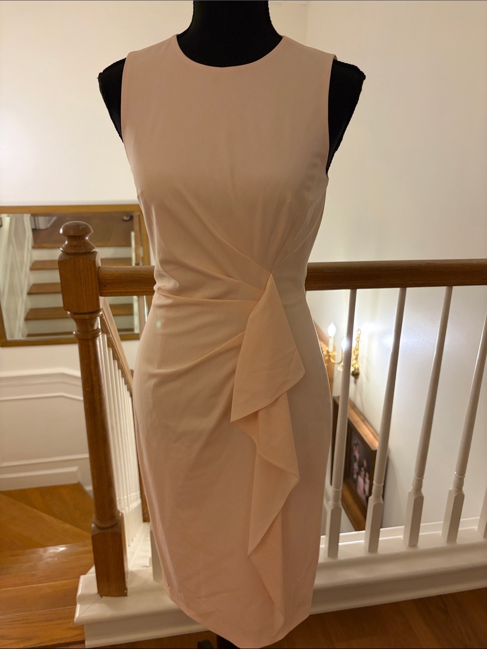 Antonio Melani Sleeveless Blush Pink Sheath Dress with Front Ruffle 0